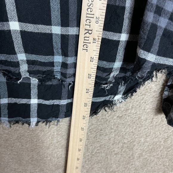 Rails Redding Shirt Womens Small S Ink Grey White Plaid Long Sleeve Frayed Hem - Picture 5 of 10
